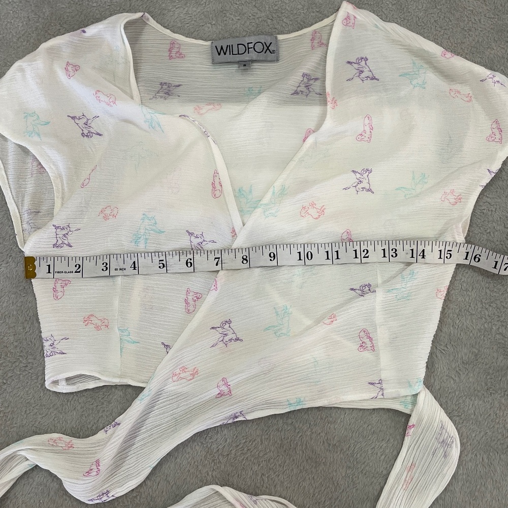 Wildfox Couture Short Sleeve Wrap Top Size Small - Picture 8 of 9